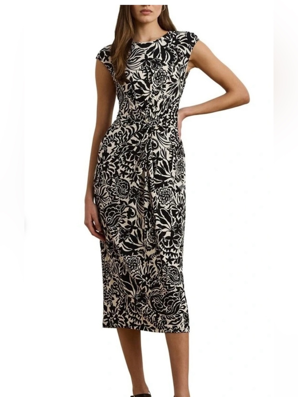 NWT Ralph Lauren Floral Twist-Front Stretch Jersey Dress Size 12